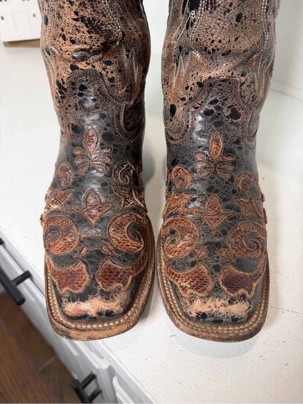 Corral Boots Women's 7M Brown Inlay Western Cowboy Boots Leather Cowgirl Rodeo View 3